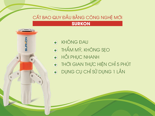 Cắt bao quy đầu bằng máy Surkon chữa hẹp bao quy đầu hiệu quả