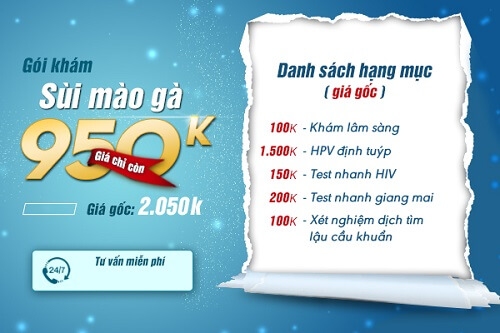 Gói khám sùi mào gà 950.000 đồng